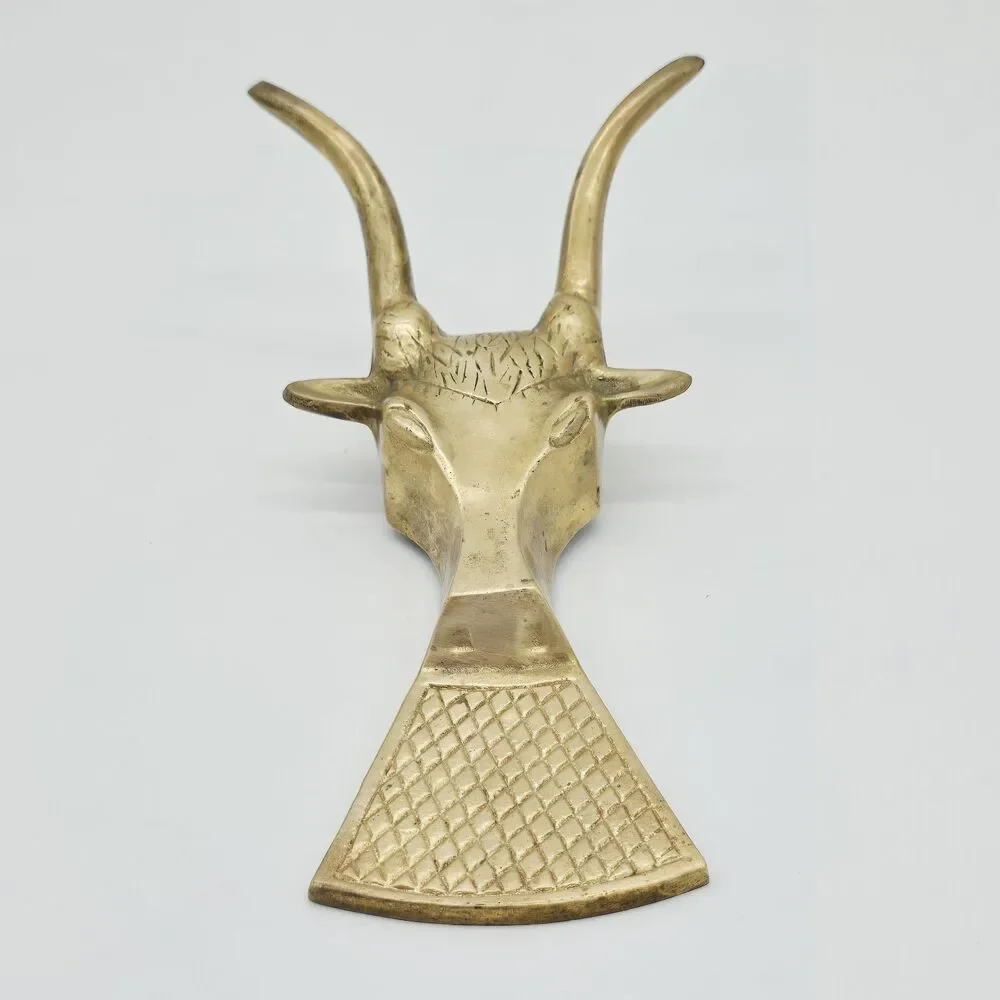 Vintage Solid Brass Boot Jack Shoe Puller LongHorn Steer Bull Cowboy Western 9